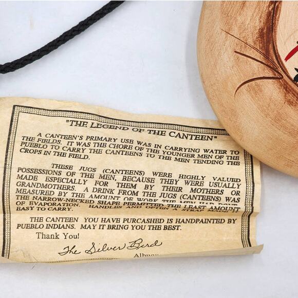 Pueblo Legend Canteen Southern Style Pottery Water Jug Handpaint Pueblo Indians - Picture 2 of 12